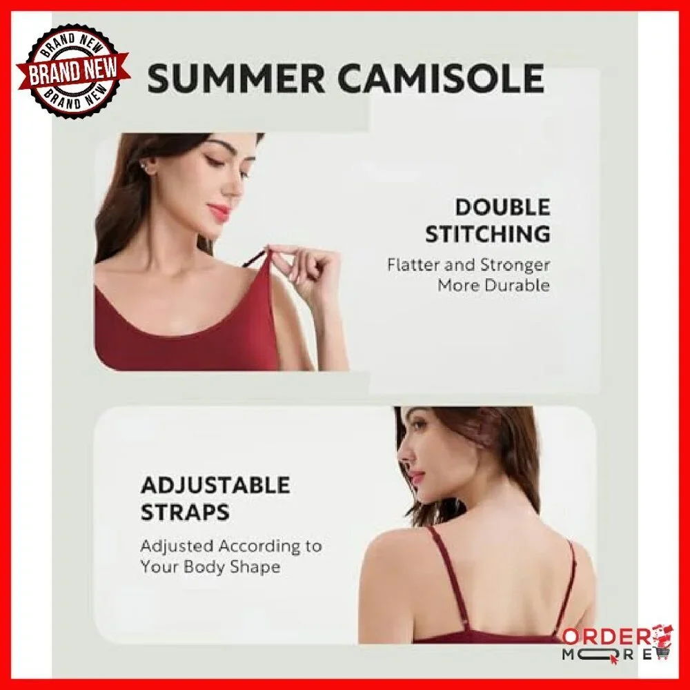 Soft Bamboo Rayon Camisole Tops 3-Pack for Layering Lounge Sleepwear